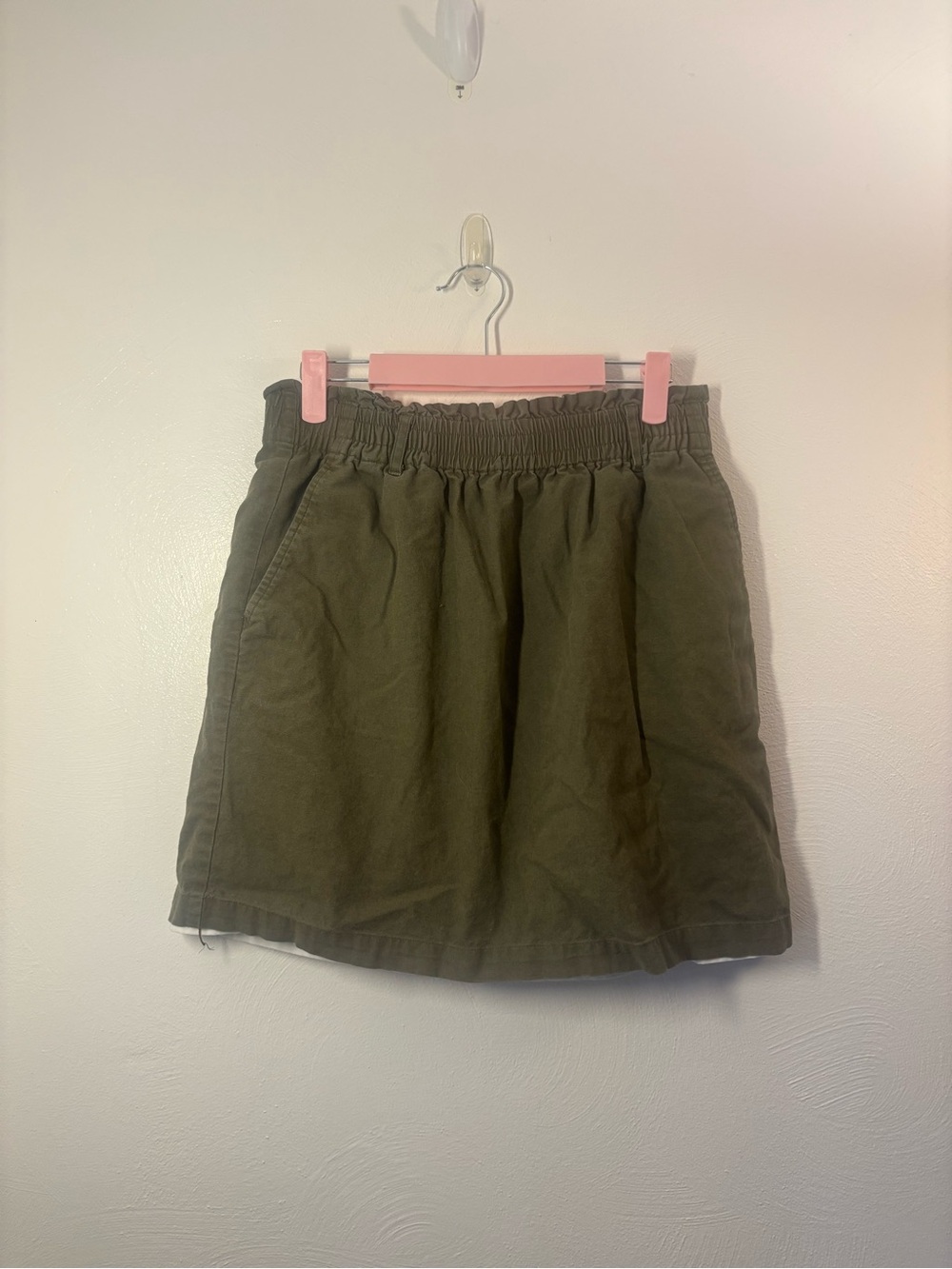 J. Crew Olive Green Elastic-Waist Mini Skirt Size Small